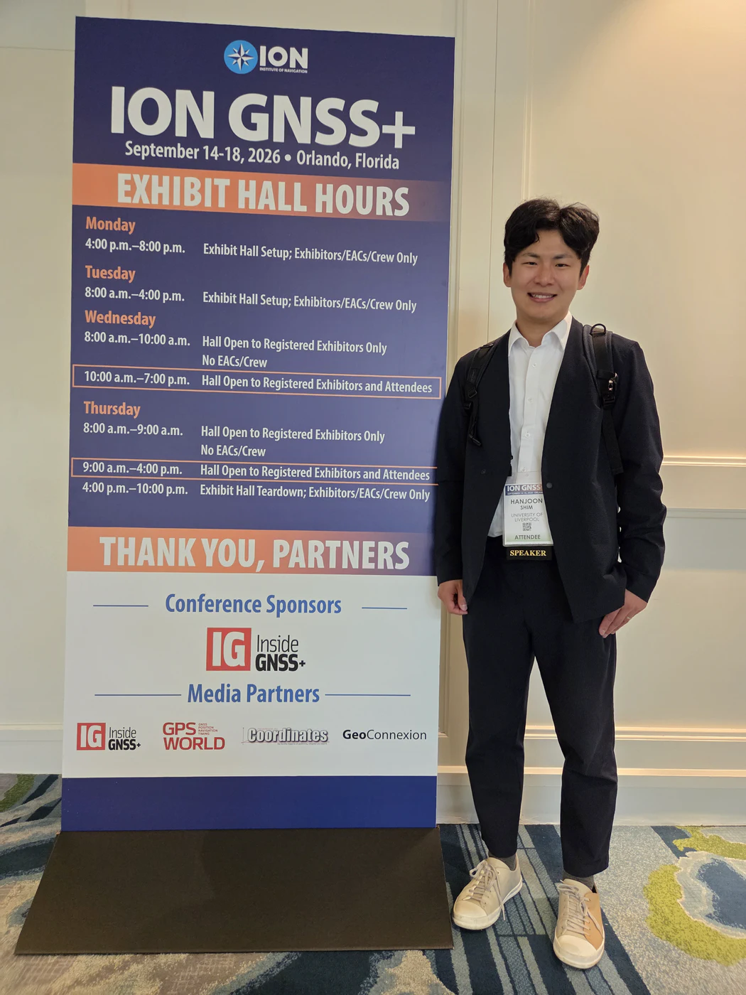 Hanjoon Shim at ION GNSS+ 2026 in Orlando
